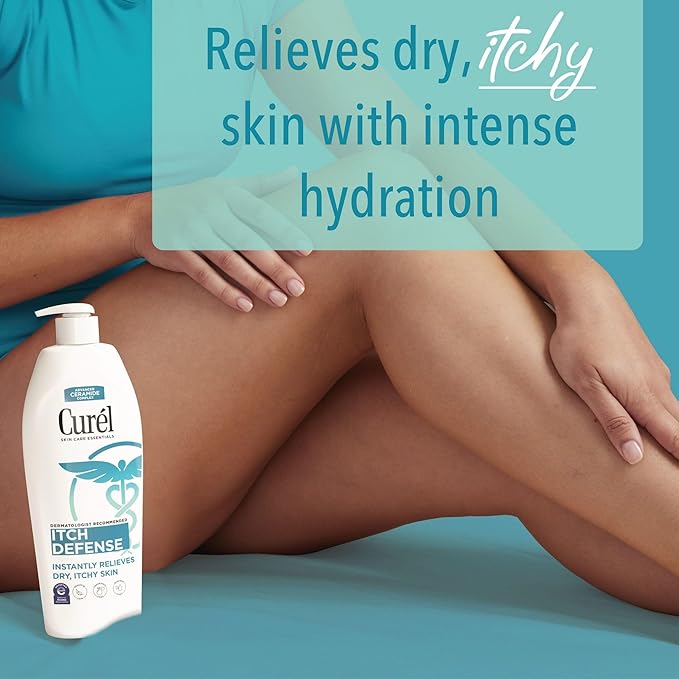Curel Itch Defense Calming Body Lotion, Moisturizer for Dry, Itchy Skin, Body and Hand Lotion, with Advanced Ceramide Complex, Pro-Vitamin B5, Shea Butter, 13 Oz, Pack of 3