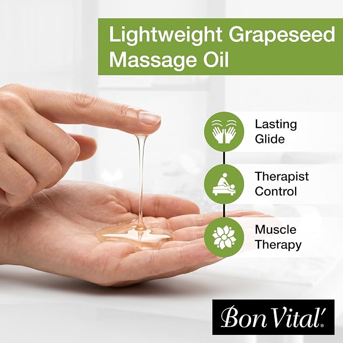 Bon Vital' Grapeseed Oil, 100% Pure Skin Toner and Massage Oil, For Hair Care, Aromatherapy, and Massage, Helps Reduce Wrinkles and Prevents Premature Aging, Skin Moisturizer, 8 Oz, Label may Vary