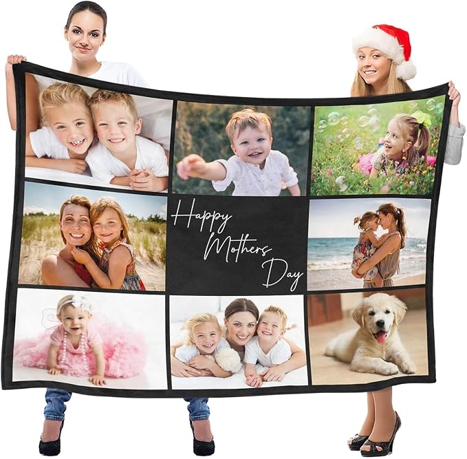 inkArts Custom Blanket with Photo, Personalized Blanket, Customized Photo Blankets, Customizable Picture Blankets, Personalized Photo Gifts for Mom Baby Kid Family Pet