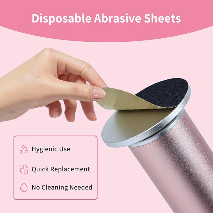 AprElm 4.8IN Longer Electric Foot Callus Remover with 80pcs Sandpaper Discs, Professional Aluminum Callus Remover for Feet, Stepless Speed Control Pedicure Tools for Dead Skin (Pink)