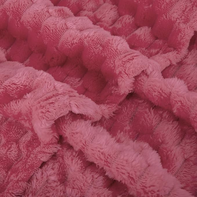 Rose Pink Throw Blanket 108"×90"Gifts for Mom Fuzzy 3D Jacquard Decorative | Flannel Fleece Super Soft Plush Cozy Blanket for Couch Sofa Chair Lightweight