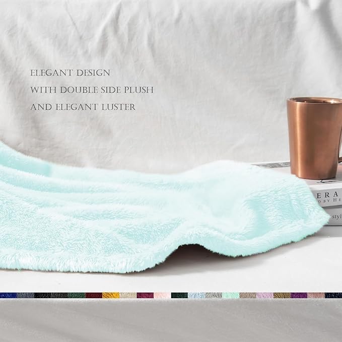 Exclusivo Mezcla Fuzzy Large Fleece Throw Blanket for Couch, Mint Green | 50x70 Inches, Super Soft and Cozy Throw, Plush Fluffy Blanket for Sofa, Bed, Bedroom, Home Decor, All Season