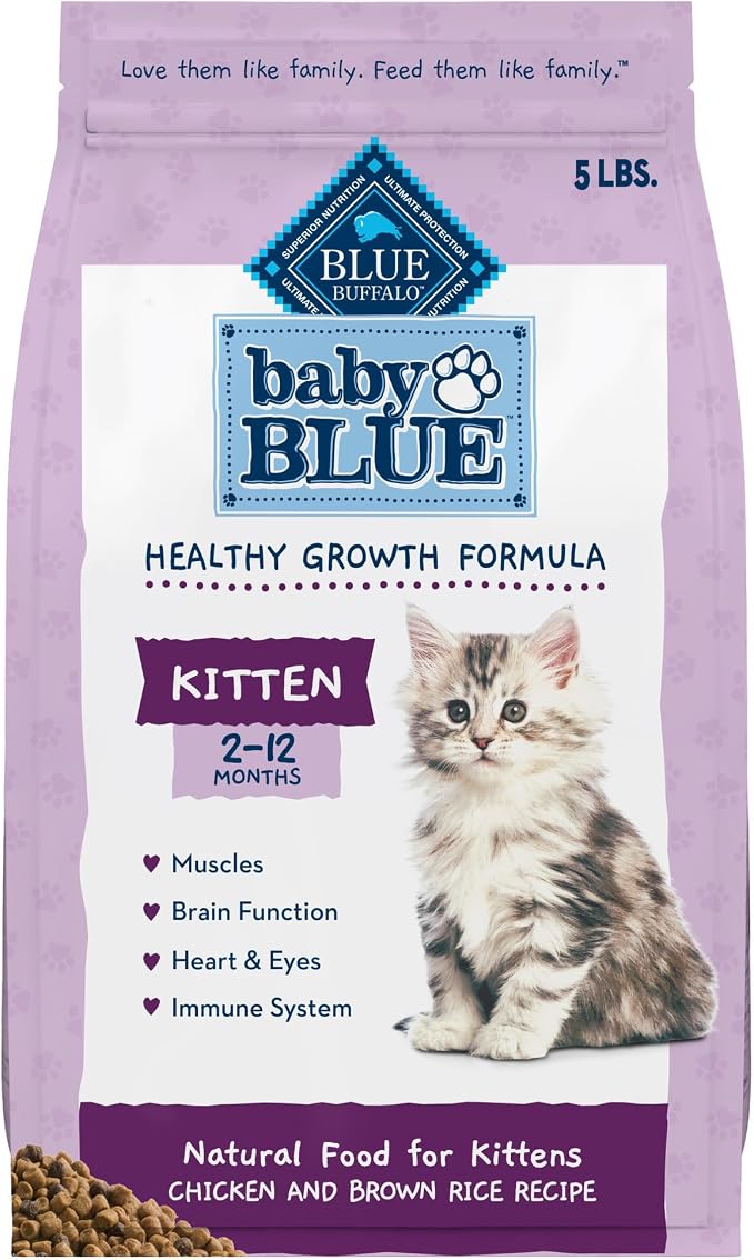 Blue Buffalo Baby Blue Chicken Kitten Natural Dry Cat Food, 5 lb | Real Chicken #1 Ingredient Plus Brown Rice, with DHA for Cognitive Development, Antioxidant-Rich LifeSource Bits