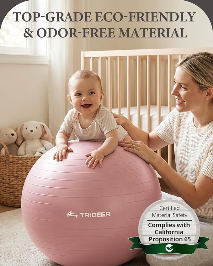Trideer Exercise Ball, Stability Yoga Ball for Physical Therapy, Active Sitting, Pregnancy & Birth Labor Prep, Core Strength, Balance Training, Posture Improvement and Daily Stretching, 55/65/75cm
