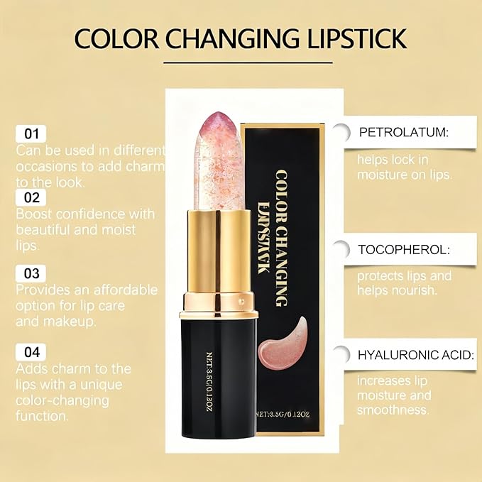 MOYEE Color-Changing Lipstick - Long-Lasting, Non-Transfer, Moisturizing & Nourishing, 3.5g