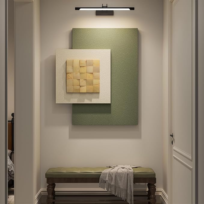 Cuspin Large 3D Wood Green Wall Art for Living Room, Modern Minimalist Sage Green Textured Wall Decor, Abstract Geometric Natural Wooden Block Artwork for Bedroom Dining Room Hallway Home Office
