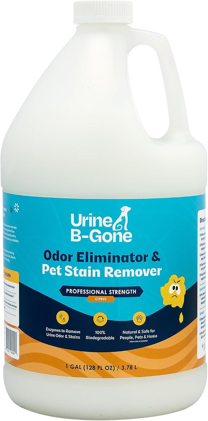 Urine B-Gone Enzyme Cleaner for Human, Cat & Dog Urine, Citrus, 1 Gallon | Enzyme cleaner for human, cat and dog urine on laundry, carpets and more; citrus scent, 1-gallon size.