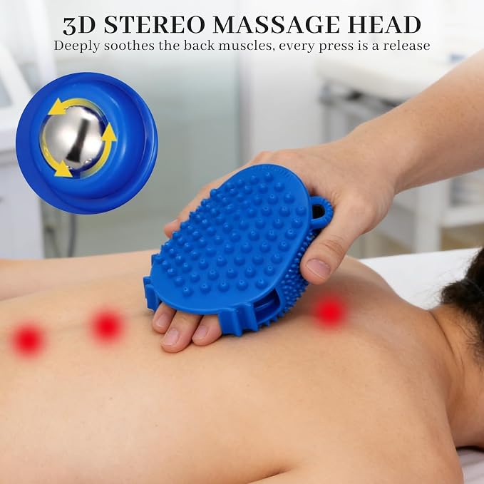 Manual Massage Glove with Head Massager | Lymphatic Roller Ball Massager,Scalp massager,Gua Sha SPA Muscle Release,For Head Face Neck Back Legs Full Body
