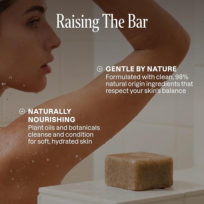Cliganic Exfoliating Bar Soap – Body Scrub Soap with 98% Natural Ingredients Cleanses, Smooths & Revitalizes Skin, Moisturizing Soap Bar- Cypress Neroli & Violet Wood Scents (2 Pack)