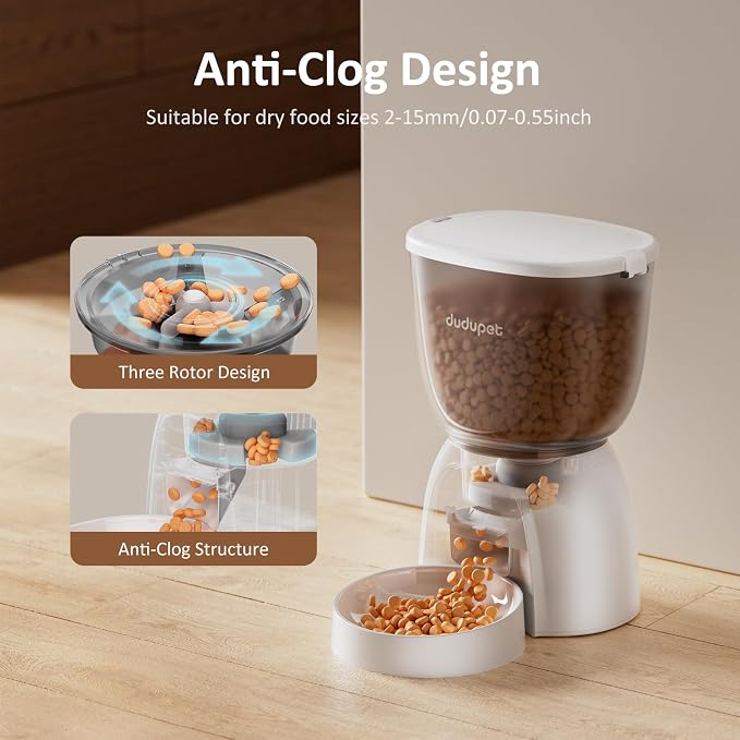 Automatic Cat Feeder with WiFi, Timed Cat Dry Food Dispenser for Cats Dog | 5G&2.4Ghz App Remote Control, 5L Capacity, Dual Power Supply, 10 Meals 1-15 Portion Programmable with Stainless Steel Bowl