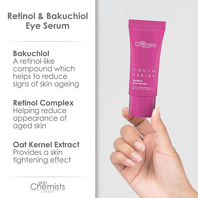 skinChemists Retinol + Bakuchiol Eye Serum for Fine Lines & Dark Circles – Gentle Under Eye Treatment