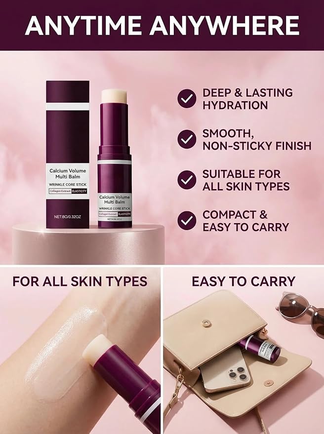 Eye Care Duo Calcium Multi Balm Stick + Hydrogel Under Eye Patches 30 Pairs, Anti-Aging, Wrinkle Reducing, Hydrating & Firming, Volume Balm for Eyes, Neck & Face, Travel-Friendly