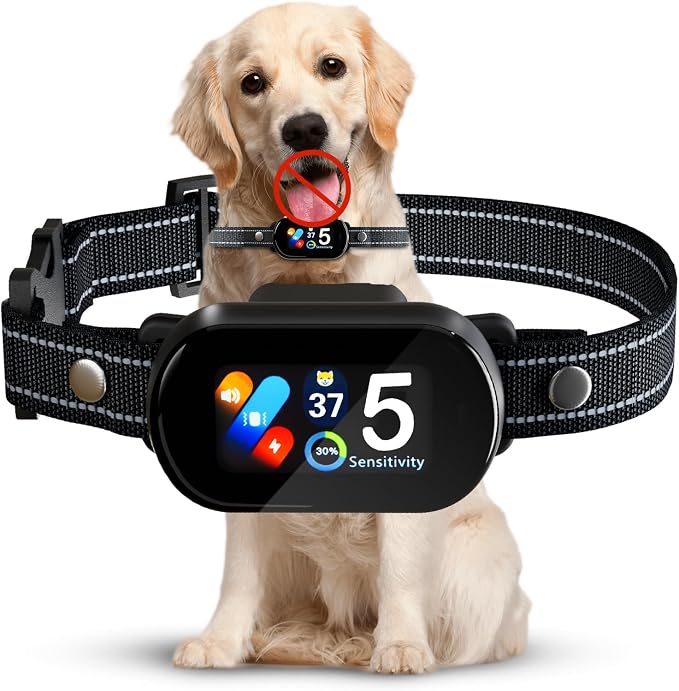 Smart Dog Bark Collar for Small Medium Large Dogs, Rechargeable Ultra-Light Anti Barking Collar with 5 Adjustable Sensitivity,Bark Stop Device,Beep Vibration Modes,IP67 Waterproof
