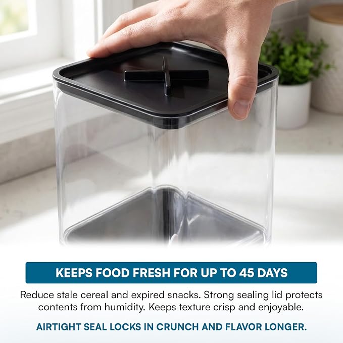 Honey-Can-Do Zevro Compact Dry Food Dispenser, Single Control, Black/Chrome