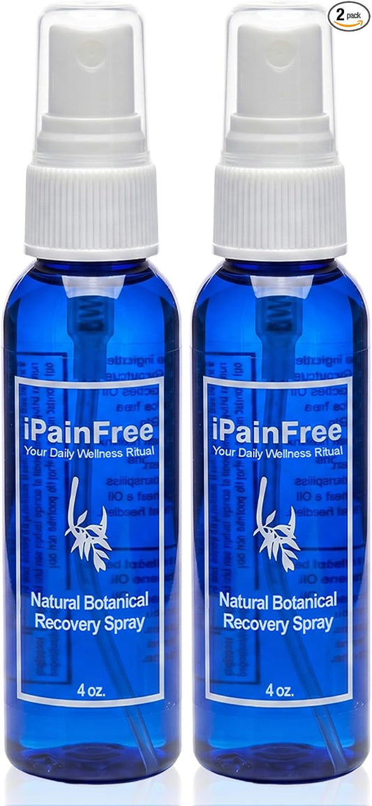 Natural Botanical Recovery Spray with Eucalyptus, Jojoba, Aloe Vera & Grapeseed Oils – Lightweight Topical Recovery Spray for Muscle & Joint Comfort & Massage (2 x 4oz Bottles)