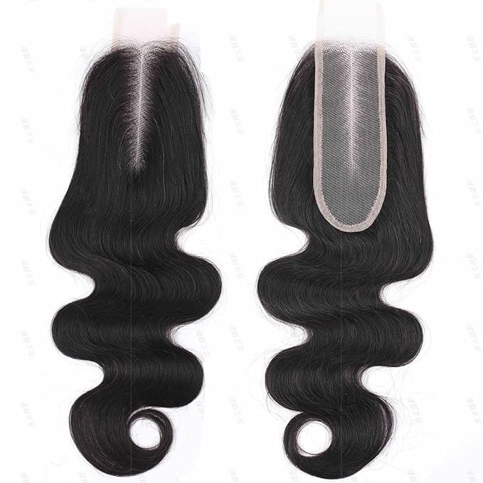 2x6 HD Transparent Skinlike Human Hair Lace Closure Body Wave 12inch 100% Brazilian 2x6 Closure Virgin Human Hair Kim K Middle Part Closure Body Wave Natural Black Glueless Pre Plucked Bleached