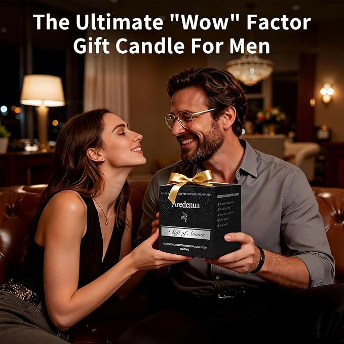 Vintage Leather Candle | Manly Candles for Home Scented, Masculine Candle for Men, Aromatherapy Gifts for Him - 7oz Soy Candles with 50 Hours Burn Time, Perfect for Relaxing