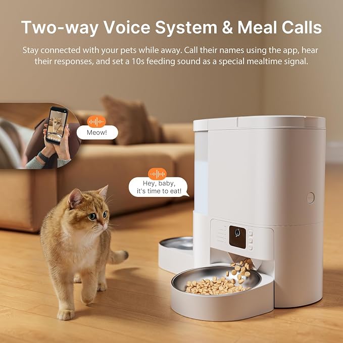 Automatic Cat Feeder with Camera, 2 in 1 Cat Food and Water Dispenser | 2K HD Video and Night Vision, 5G App Controlled Timed Pet Feeder, 4L Food & 3L Gravity Waterer, 2-Way Audio for Cat Small Dog
