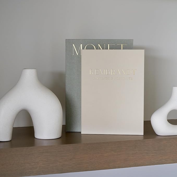 ZICOTO Set of 2 Beautiful Decorative Linen Books - Aesthetic Faux/Fake Books for Modern Home Decoration on Coffee Table, Bookshelf or Mantel - Stylish Keepsake Box and Photo Storage Solution