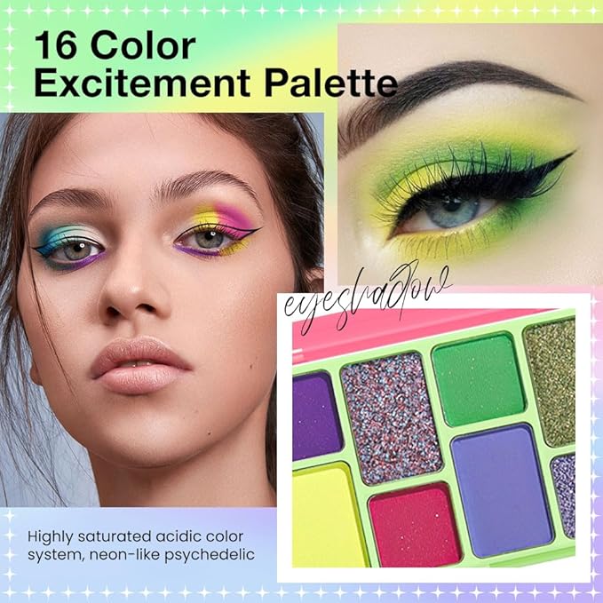 16 Colors Eyeshadow Palette,Matte&Glitter&Shimmer Eyeshadow Makeup,Naturing-Looking,High Pigment Waterproof Eye Shadow Palette Makeup, 100% Cruelty-free (01#Green Series)