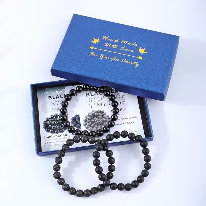 NCB 2.3-Piece 4mm Natural Crystal Gemstone Stretch Bracelets – Handmade Reiki Energy Healing Jewelry for Meditation,Yoga, Unisex