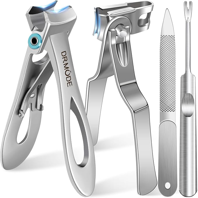 Nail Clippers for Men Thick Nails - DRMODE 16MM Wide Jaw Opening Extra Large Toenail Clippers & Easy Grip 360 Degree Rotary Fingernail Clippers for Seniors Nail Cutter with Nail File Cuticle Trimmer