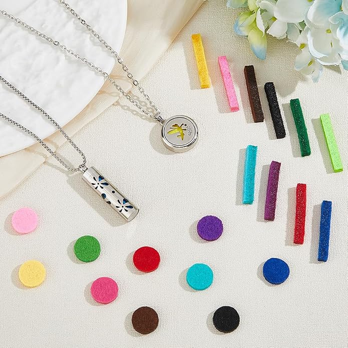 Aromatherapy Essential Oil Diffuser Necklace Diffuser Stainless Steel Oil Pendant Aromatherapy Bottle Locket Necklaces Gift for Woman Men
