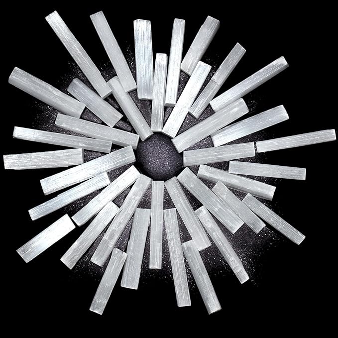 Tessco for you 12 Pieces 3.2 to 4 Inches Selenite Crystal Wands Selenite Sticks White Crystals and Healing Stones Spiritual Long Healing Crystals Stick for Reiki Energy Home Supplies