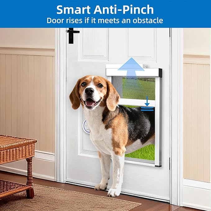 Automatic Dog Door with Doorbell Activation, 2-Flap Electronic Smart Pet Door with Anti-Pinch, No Collar Needed, Aluminum Lockable Weatherproof Telescoping Tunnel for Pets (Small, Door Mount) | No Collar Needed,Electronic Pet Door with Anti-Pinch, Alum...