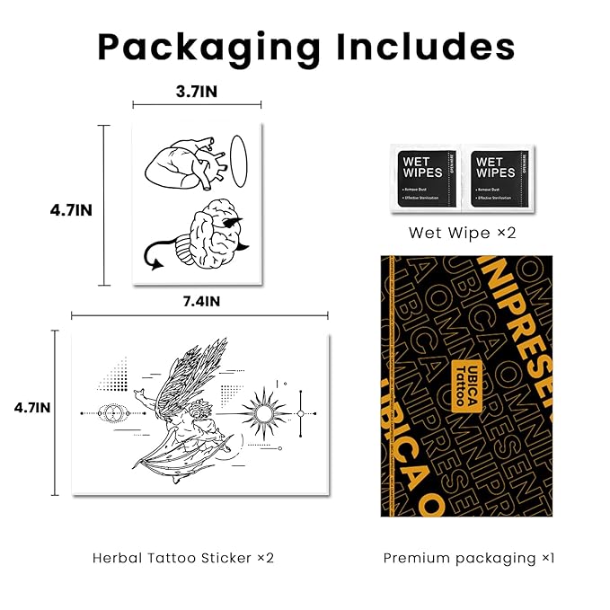 Semi Permanent Tattoos, 2 Sheets Large Realistic Angel VS Devil Temporary Tattoos for Men Women Adults Neck Arms Calf, 2 Weeks Fake Tattoos, Waterproof and Non-Reflective, Unique Design