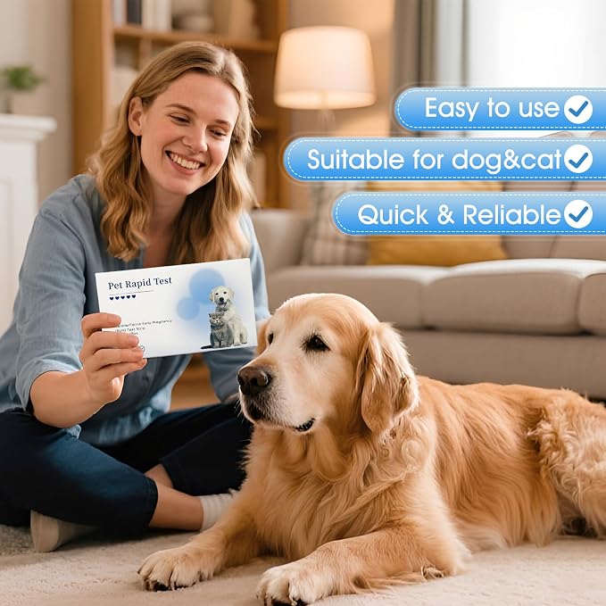 Dog & Cat Pregnancy Test – Pet Pregnant Blood Relaxin Detection | Professional-Grade Accurate Early Test at Home，5-Minute Results with Easy to Read，Painless Design for Breeders & Pet Owners