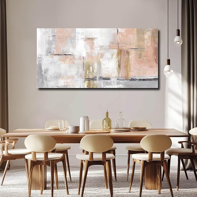 SOUGUAN Large Abstract Canvas Wall Art Modern Wall Decor Pink Art Posters 29"x58" Home Decorations for Living Room Artwork for Office