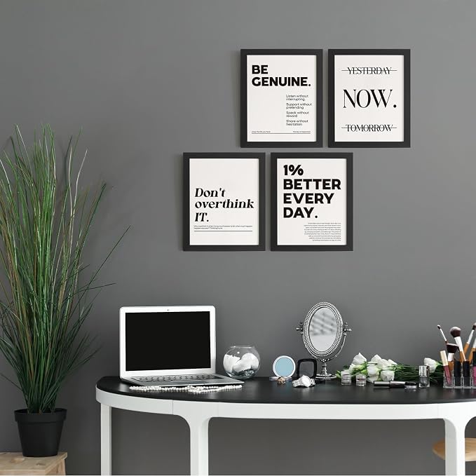 DSHFG Motivational Pictures Office Wall Decor Prints Set of 4, Inspirational Motivational Wall Art Decor Retro Posters Prints for Office Home Decor, 8x10 Unframed