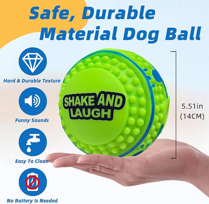 Spiky Interactive Dog Toys Ball, XL, 5.51 in (14 cm) | Shaking with Gibbering Sound, For Training, Teeth Cleaning, Herding