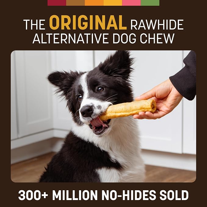 Earth Animal No Hide Dog Chews - Rawhide Free Medium 2 Count Peanut Butter | Medium Peanut Butter Flavored Natural Rawhide Free Long Lasting Dog Chews - Treats for Medium Dogs and Aggressive Chewers