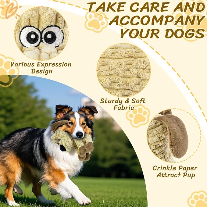 Squeaky Stuffed Dog Toys, Chew Dog for Large Medium Small Breeds