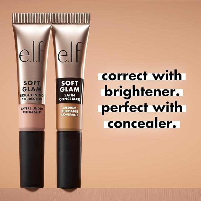 e.l.f. Soft Glam Brightening Corrector, Helps Minimize Dark Circles & Discoloration, Hydrating With A Natural Finish, Vegan & Cruelty-Free, Light Pink