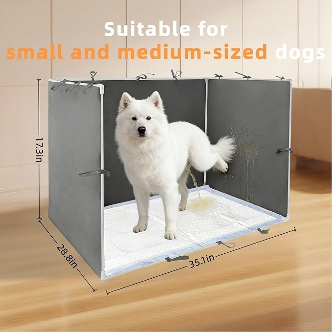 Dog Pee Pad Holder with High Walls - 35"x29"x17.3" No-Splash Indoor Dog Potty Box, Foldable Potty Training Toilet for Large Small Medium Dogs Puppy Potty (Dark Gray)