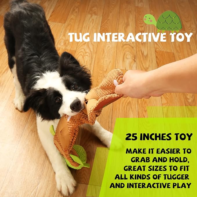 lilfrd Dog Puzzle Enrichment Toy, Squeaky Crinkle Plush Turtle Puppy Toy