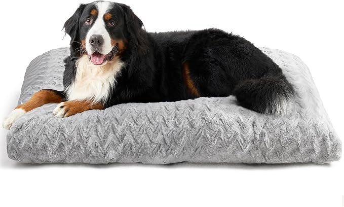 EHEYCIGA XXL Dog Bed 47x29 Inch, Extra Large Pet Beds for Dogs, Grey | Washable, Plush and Comfy Kennel Pad, Soft Dog Crate Mat, Deluxe Sleeping Mat for Dogs Up to 100 lbs