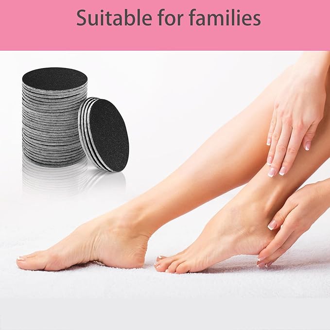 MOWLIE 60pcs Replaceable Sandpaper Refill Discs for Electric Foot File Callus Remover Hard Dry Dead Skin Removal (pink10)