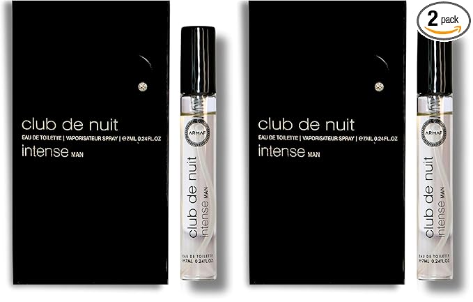 Armaf Club De Nuit Intense – Fruity, Floral, Woody, Amber – Eau de Toilette Vial Spray for Men, 0.24 oz / 7 ml (Pack of 2)
