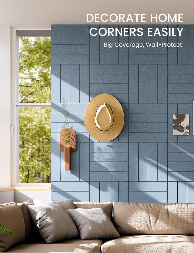 Fluxynara Felt Bulletin Board & Cork Board Alternative, Dusty Blue | 36" x 24" Pin board, Removable Adhesive Tabs, Easy Install Without Wall Damage, For Home Office Decor