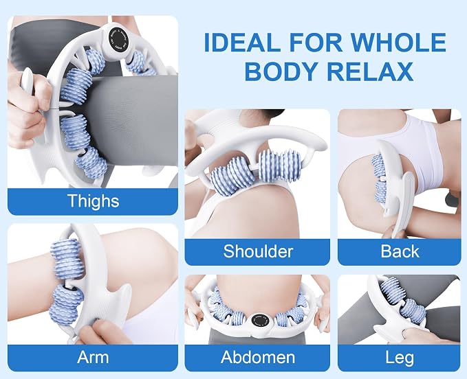 KESHWELL Cellulite Massage Roller,Muscle Massage Roller, Cellulite Remove Massager,Manual Massage Stick with Detachable Rollers for Leg,Neck,Back, Arm,Thigh.Blue