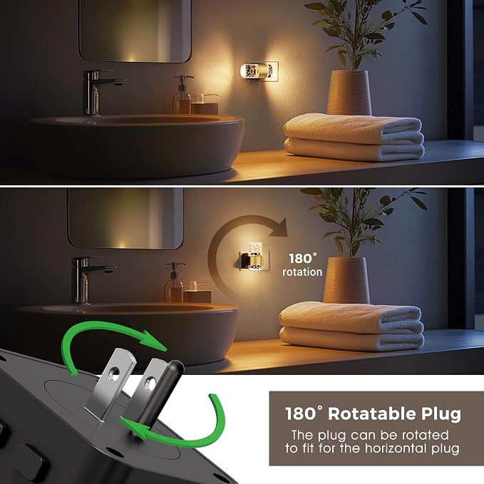 L LOHAS LED Night Light, [2-Pack] Dimmable Night Lights Plug into Wall | Remote Control, RGB Color Changing, Dusk to Dawn Sensor, Acrylic Bubble Nightlight for Bathroom