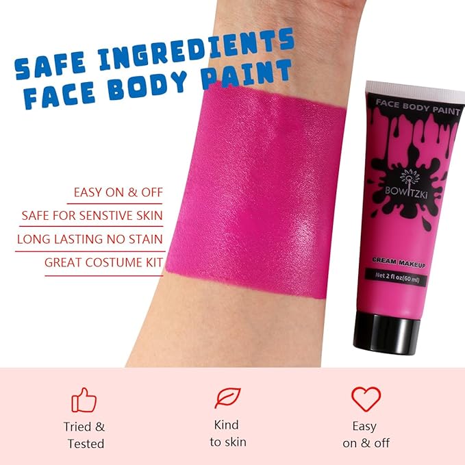 Bowitzki Face and Body Paint 2oz Cream Makeup 60ml Water Based Face Painting Special Effects For Adults Children Kids Halloween Christmas Party Stage Cosplay (Rose)