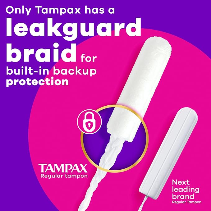 Tampax Radiant Tampons, Super Absorbency, with Leakguard Braid, Unscented, 28 Count