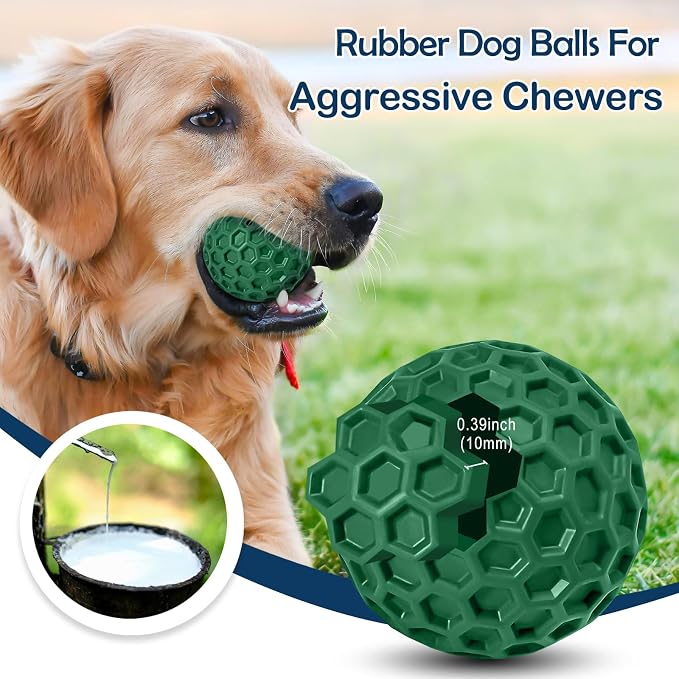 Indestructible Squeaky Dog Ball for Aggressive Chewers, Rubber Interactive Dog Toy for Teething, Relieving Anxiety. Chew Toy for Large, Medium Breeds, Outdoor & Indoor Ball.