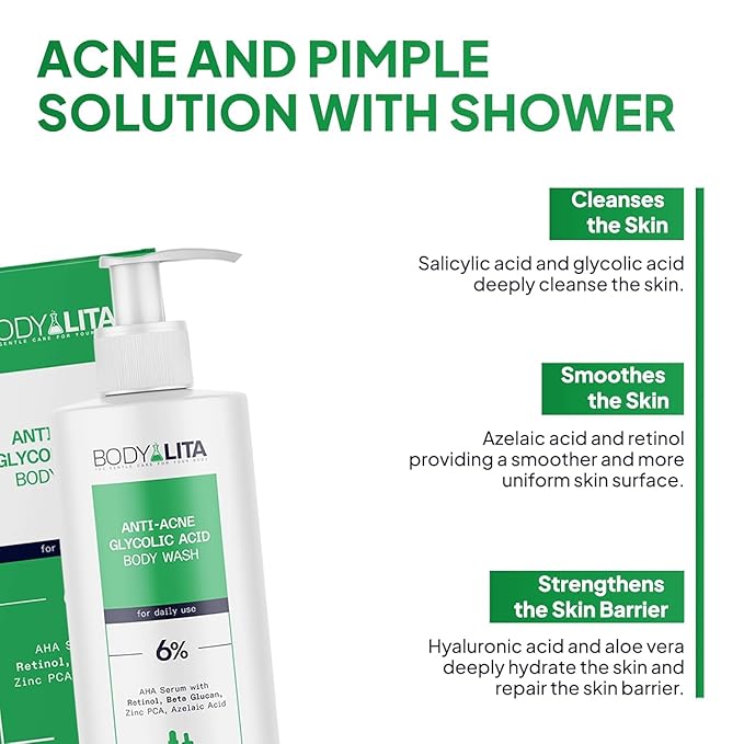 Smoothness & Purification Routine, 3-Step Exfoliating Body Care Set with Double-Sided Exfoliating Pad, Anti Cellulite Scrub, and Glycolic Acid Body Wash for Acne Prone Skin