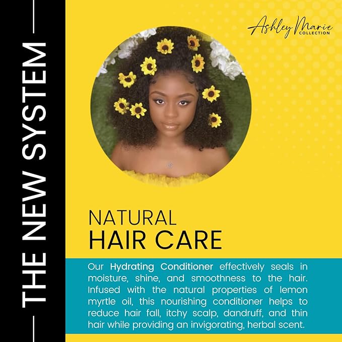 The Hair Diagram - Ashley Marie Hydrating Conditioner - Natural Nourishing Ingredients - Lemon Myrtle Scent - Strengthening Conditioner Enriched with Aloe - Color Safe - Paraben & Sulfate Free - 12oz